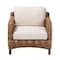Bali & Pari Vevina Modern Bohemian Dark Brown Mahogany Wood and Woven Seagrass Arm Chair 238-13482-ZORO - alternate 5